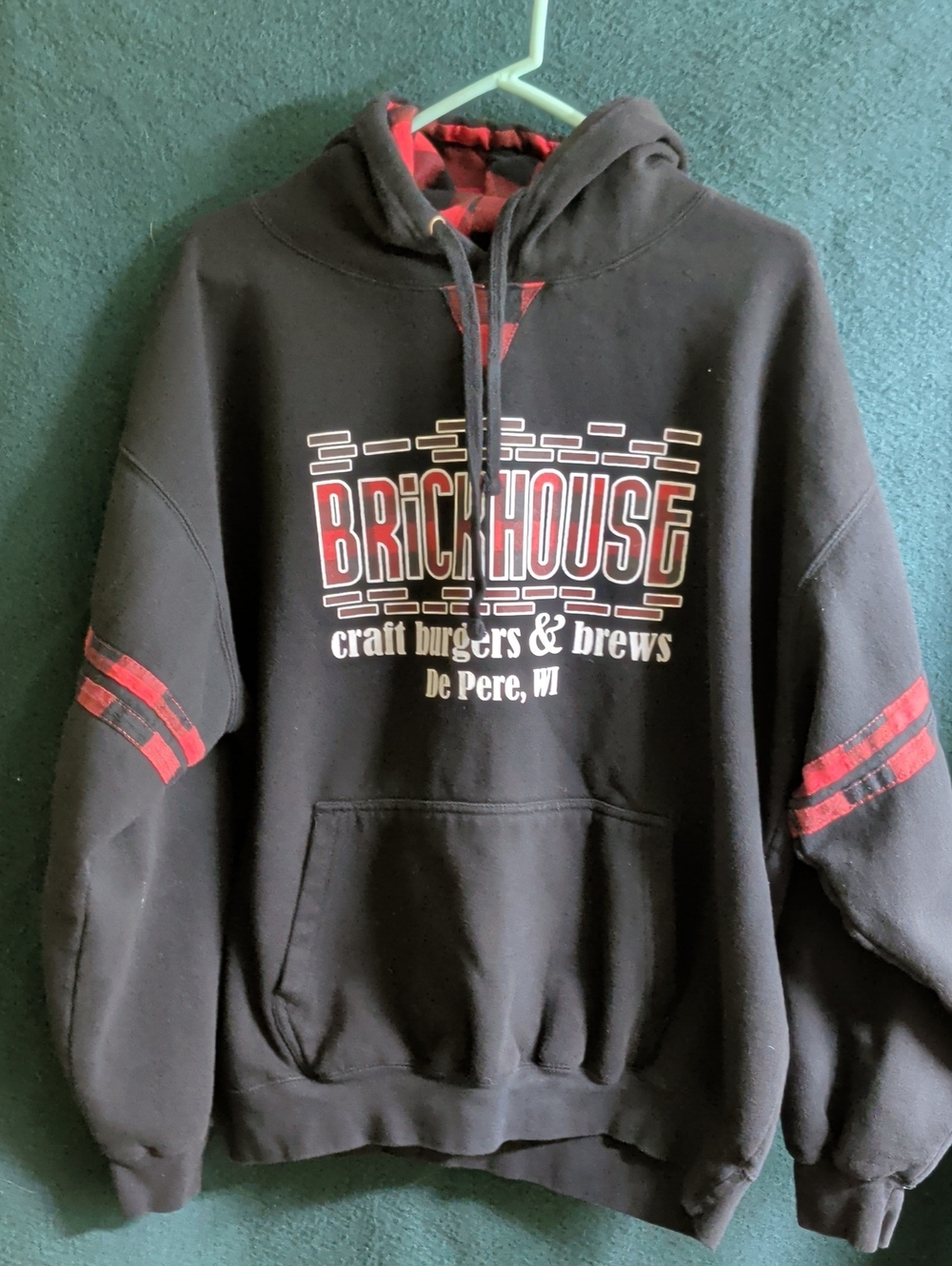 Black & Red Logo Pullover Hoodie for Men